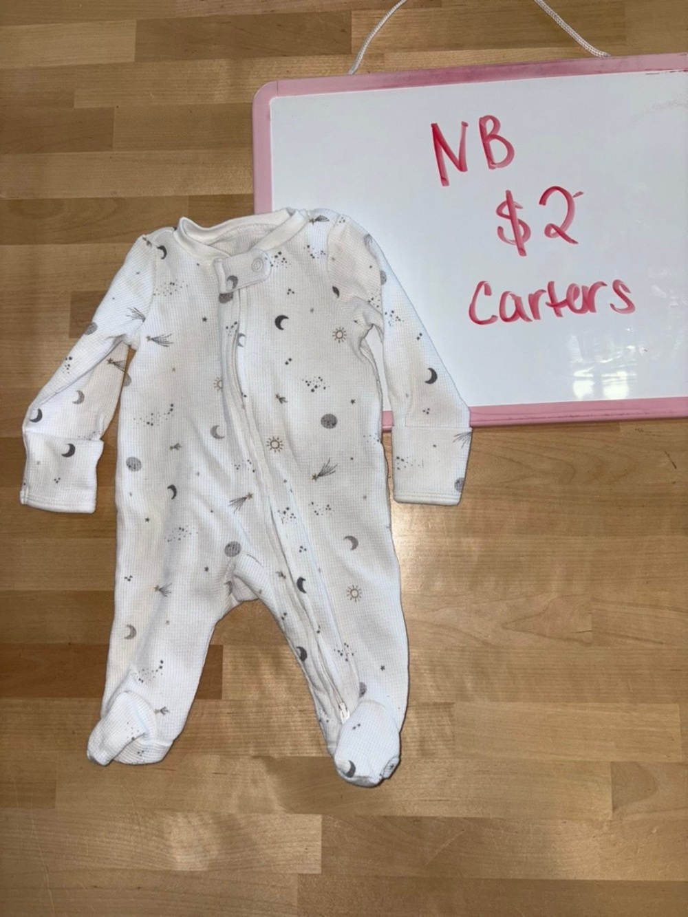 Carter's White Moon & Star Print Footed One-Piece